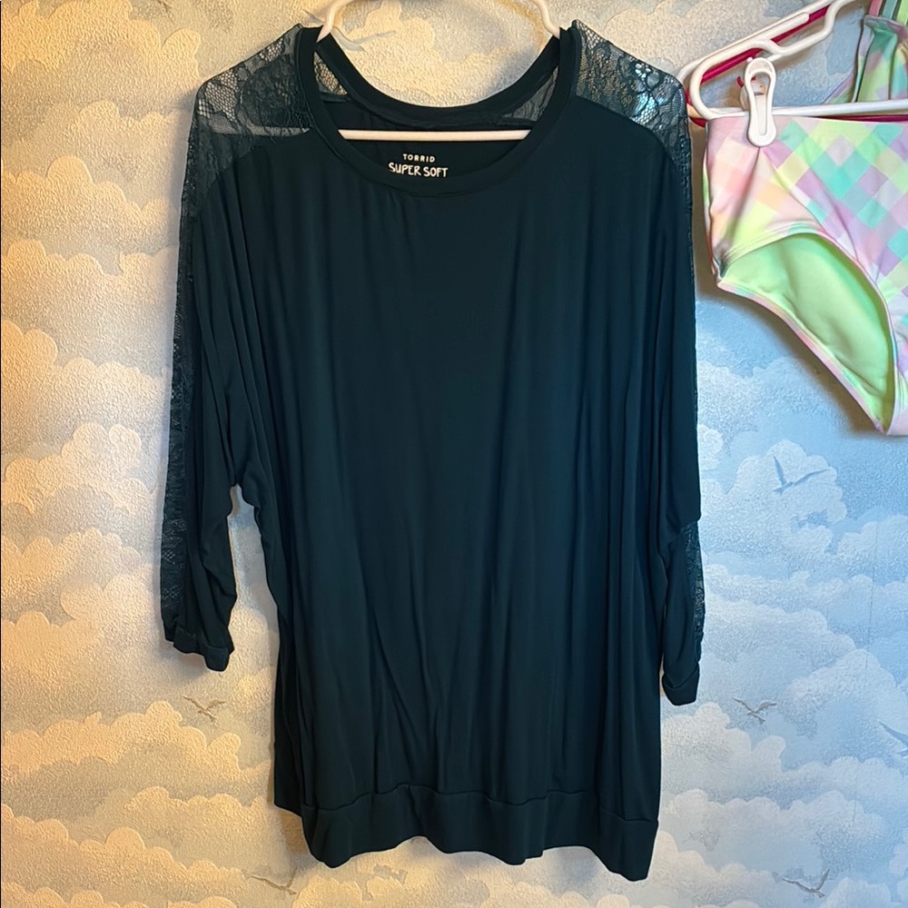 Torrid Relaxed Blue Embellished Blouse